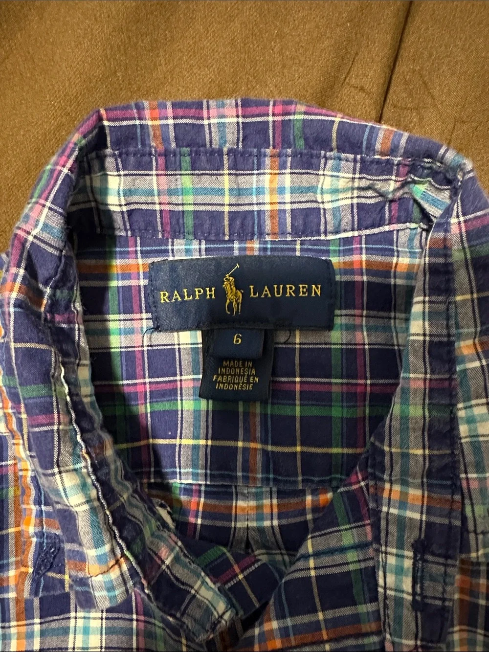 Ralph Lauren Boy Short-Sleeve Button-Down Shirt - Navy Blue